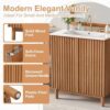 30″ Bathroom Vanity with Ceramic Sink, Modern Bathroom Vanity Cabinet with 2 Doors, Freestanding Mid-Century Restroom Sink Cabinet Combo with U-Shaped Adjustable Shelf (30")