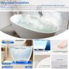 71″ Freestanding Solid Surface Bathtub, Oval Thick Edge Matte White Stone Resin Stand Alone Soaking Tub, Ergonomic Free standing Flatbottom Tubs with Overflow, Pop-up Drain (Matte White, 71")