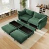 78.7" Cloud Sectional Couches for Living Room, Convertible L-Shape Deep Seat Couch with 2 Storage Ottoman, 2 Seater Modular Sectional Sofa for Living Room/Bedroom/Office (Green, Loveseat - 2 Ottomans)