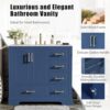 36" Bathroom Vanity with Ceramic Sink Combo, Freestanding Modern Bathroom Storage Vanity Cabinet with 2 Soft-Closing Doors & 4 Drawers, Bathroom Vanities, Solid Wood Frame, Storage Cabinet (Blue)