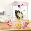 Portable Popcorn Machine, 8 Ounce Nonstick Kettle Small Popcorn Maker, Movie Theater Commercial Popper Machine for Parties, Events, and Home Theater (Pink)