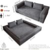 78 Inch Futon Sofa Bed, 2-in-1 Folding Convertible Sofa Bed, Oversized Chenille Upholstered Boneless Couch, Loveseat Sleeper Bed Floor Couch Modular Futon Couches for Living Room Bedroom (Grey)