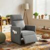 Power Recliner Chair for Adults, Lazy Linen Electric Recliner with Side Pocket, Small Nursery Recliner Whit Tall Back Living Room Chairs, Home Theater & Small Spaces for Woman (Light Grey)