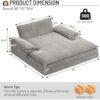 80'' Oversized Chaise Lounge Chair Indoor, Comfy Cloud Couch, Sleeper Sofa Bed, Deep Seat Loveseat Couch, Couches for Living Room, Reading Nook, or Bedroom (Grey)