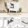 Bathroom Vanity, 30" Bathroom Vanity with Sink, Modern Storage Cabinet with 3 Drawers & 1 Door, Freestanding Bathroom Vanities, Solid Wood Frame for Small Space 30'' x 18'' x 34'' (White)