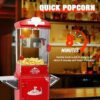 10 Oz Popcorn Machine with Cart, Popcorn Popper Makes Up to 40 Cups, Vintage Movie Theater Style Pop corn Machine with 304 Stainless-Steel Movie Night Supplies for Home (Red)