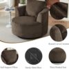 39.4'' Accent Chair for Living Room Chairs, 360° Swivel Accent Chairs, Upholstered Comfy Reading Chair for Bedroom Rotating Barrel Armchair with Metal Base for Apartment, Office (2, Dark Brown)
