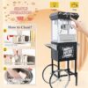 Popcorn Machine with Cart, Popcorn Maker with 8 Oz Kettle Makes Up to 32 Cups, Vintage Movie Theater Style Pop corn Machine with 304 Stainless-Steel Movie Night Supplies for Home (Black)