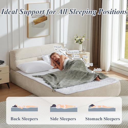 All in One Full Mattress & Bed Frame,13.5'' Memory Foam Compress Bed in a Box with Headboard | Motion Isolation | No Assembly Required | Living Room Apartment Bedroom (Khaki)