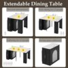 Extendable Dining Table for 4-6, 33''-59'' Extending Dining Table w/Removable Leaves Space Saving, Mobile Rolling Island Tables with Power Outlet Wooden Adjustable Tables for Kitchen (Black)