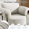 360° Swivel Accent Armchair, Deep Cushioned Seat Vanity Chair, Nursery Chair with Steel Structure Base, Swivel Chairs for Living Room, Bedroom, Baby Room (Round, Beige)