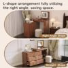 Vanity Desk with Mirror and Lights, Makeup Vanities Table with Flip-Top and Storage 7 Drawers, 9 Compartments, 3 Shelves, Corner Vanity Dressing for Bedroom (Walnut)