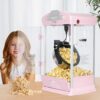 Portable Popcorn Machine, 8 Ounce Nonstick Kettle Small Popcorn Maker, Movie Theater Commercial Popper Machine for Parties, Events, and Home Theater (Pink)