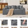 82'' Boneless Loveseat Sleeper Sofa, Convertible Sofa Bed with Side Pocket Cup Holders, Corduroy Pull Out Floor Couch with 5 Pillows, Folding Mattress Couch for Small Spaces No Assembly (Dark Grey)
