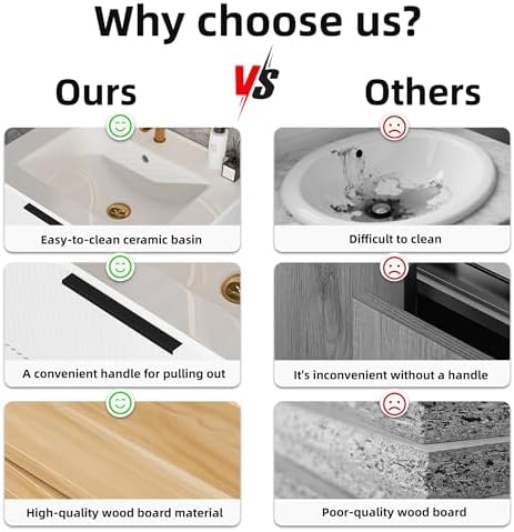 36 Inch Bathroom Vanity with Sink, Floating Ceramic Sink Bathroom Vanity with 2 Soft-Closing Drawers Wall-Mounted Bath Room Vanities for Small Space (White, 36‘’)