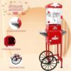 10 Oz Popcorn Machine with Cart, Popcorn Popper Makes Up to 40 Cups, Vintage Movie Theater Style Pop corn Machine with 304 Stainless-Steel Movie Night Supplies for Home (Red)