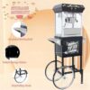 Popcorn Machine with Cart, Popcorn Maker with 8 Oz Kettle Makes Up to 32 Cups, Vintage Movie Theater Style Pop corn Machine with 304 Stainless-Steel Movie Night Supplies for Home (Black)