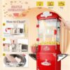 10 Oz Popcorn Machine with Cart, Popcorn Popper Makes Up to 40 Cups, Vintage Movie Theater Style Pop corn Machine with 304 Stainless-Steel Movie Night Supplies for Home (Red)