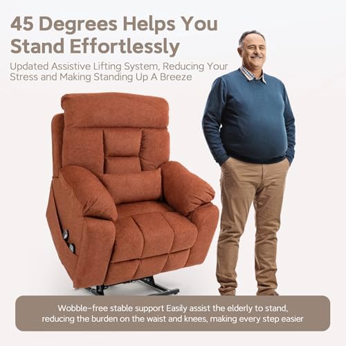 Extra Large Power Lift Recliner with Independently Adjustable Headrest, Lumbar, Backrest, Legrest Lift Lazy Boy Recliners Chairs for Elderly with Vibrating Leg Massage and Heated Seat