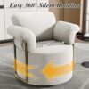 360° Swivel Accent Armchair, Deep Cushioned Seat Vanity Chair, Nursery Chair with Steel Structure Base, Swivel Chairs for Living Room, Bedroom, Baby Room (Round, Beige)