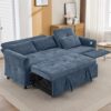 2-in-1 Sleeper Sofa with Pull Out Couch Bed and a Reversible Recliner, 82'' Convertible Chenille Cloud Couch with USB & Adjustable Backrest Comfy Recliner Couches for Living Room Apartment (Blue)