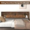 77'' Twin Daybed with Trundle, Farmhouse Daybed Sofa Bed Frame with Sliding Barn Door Headboard and Charging Station & LED Light for Bedroom and Guest Room