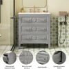 30'' Bathroom Vanity with Ceramic Sink Combo, Bathroom Vanity Storage Cabinet with Gold Pull, 1 Tip-Out Drawer & 2 Drawers, Solid Wood Frame Storage Vanities with Sink (Gray)