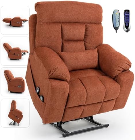 Extra Large Power Lift Recliner with Independently Adjustable Headrest, Lumbar, Backrest, Legrest Lift Lazy Boy Recliners Chairs for Elderly with Vibrating Leg Massage and Heated Seat