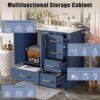 36" Bathroom Vanity with Ceramic Sink Combo, Freestanding Modern Bathroom Storage Vanity Cabinet with 2 Soft-Closing Doors & 4 Drawers, Bathroom Vanities, Solid Wood Frame, Storage Cabinet (Blue)