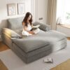 80'' Oversized Chaise Lounge Chair Indoor, Comfy Cloud Couch, Sleeper Sofa Bed, Deep Seat Loveseat Couch, Couches for Living Room, Reading Nook, or Bedroom (Grey)