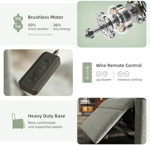 Power Recliner Chair for Adults, Lazy Linen Electric Recliner with Side Pocket, Small Nursery Recliner Whit Tall Back Living Room Chairs, Home Theater & Small Spaces for Woman (Light Grey)