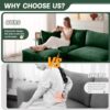 78.7" Cloud Sectional Couches for Living Room, Convertible L-Shape Deep Seat Couch with 2 Storage Ottoman, 2 Seater Modular Sectional Sofa for Living Room/Bedroom/Office (Green, Loveseat - 2 Ottomans)