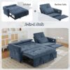 2-in-1 Sleeper Sofa with Pull Out Couch Bed and a Reversible Recliner, 82'' Convertible Chenille Cloud Couch with USB & Adjustable Backrest Comfy Recliner Couches for Living Room Apartment (Blue)