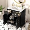 30'' Bathroom Vanity with Ceramic Sink Combo, Solid Wood Frame Bathroom Storage Cabinet, Freestanding Vanity Set with 2 Drawers & Soft Closing Doors (30'')