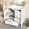 Bathroom Vanity, 30" Bathroom Vanity with Sink, Modern Storage Cabinet with 3 Drawers & 1 Door, Freestanding Bathroom Vanities, Solid Wood Frame for Small Space 30'' x 18'' x 34'' (White)
