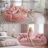 81'' Round Couch Bed Boneless Cloud Sofa, Pink Extra Wide and deep | Memory Foam | Loveseat | No Assembly | Living Room