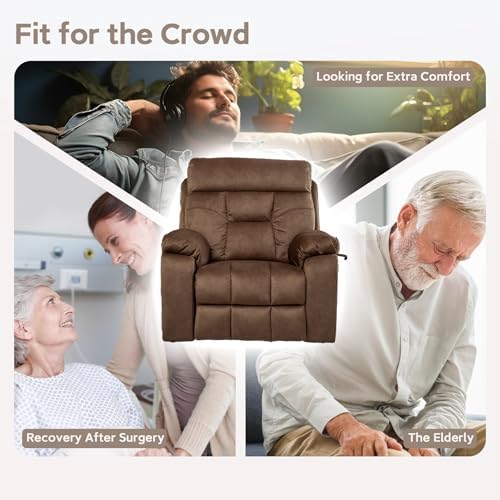 Cloud Power Lift Recliner with 26'' Extra Wide Seat for Large Weight Elderly, Maximum Weight 400lb, Velvet Comfort Lift Lazy Boy Recliner Chair with Massage and Lumbar Heat with Cup Holder and Pocket