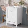 24" Bathroom Vanity with Sink Combo Set, Solid Wood Frame Bathroom Storage Cabinet with 2 Drawers and 1 Drawer, Double-layer Door Shelf, Soft Closing Cabinet Door with Organizer, White