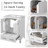 24" Bathroom Vanity with Sink Combo Set, Solid Wood Frame Bathroom Storage Cabinet with 2 Drawers and 1 Drawer, Double-layer Door Shelf, Soft Closing Cabinet Door with Organizer, White