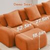 82'' L Shaped Couch | Boneless Couches for Living Room with 1 Ottoman | Modular Sectional Couch in A Box | 32D High Density Sponge | Curved Armrest Sofa (Orange, 2Seater + 1 Otto)