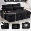 70.9" Oversized Double Lounge Chaise | Loveseat Sofa | Sectional Convertible Sofa Bed | USB Ports | Cup Holders | Storage Space | Cloud Plush Couch Bed | Living Room Reading (Black)