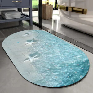 Oval-shaped non-slip absorbent bathroom mat