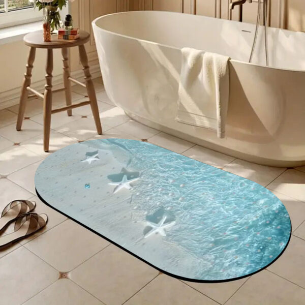 Oval-shaped non-slip absorbent bathroom mat