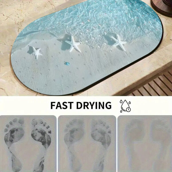 Oval-shaped non-slip absorbent bathroom mat